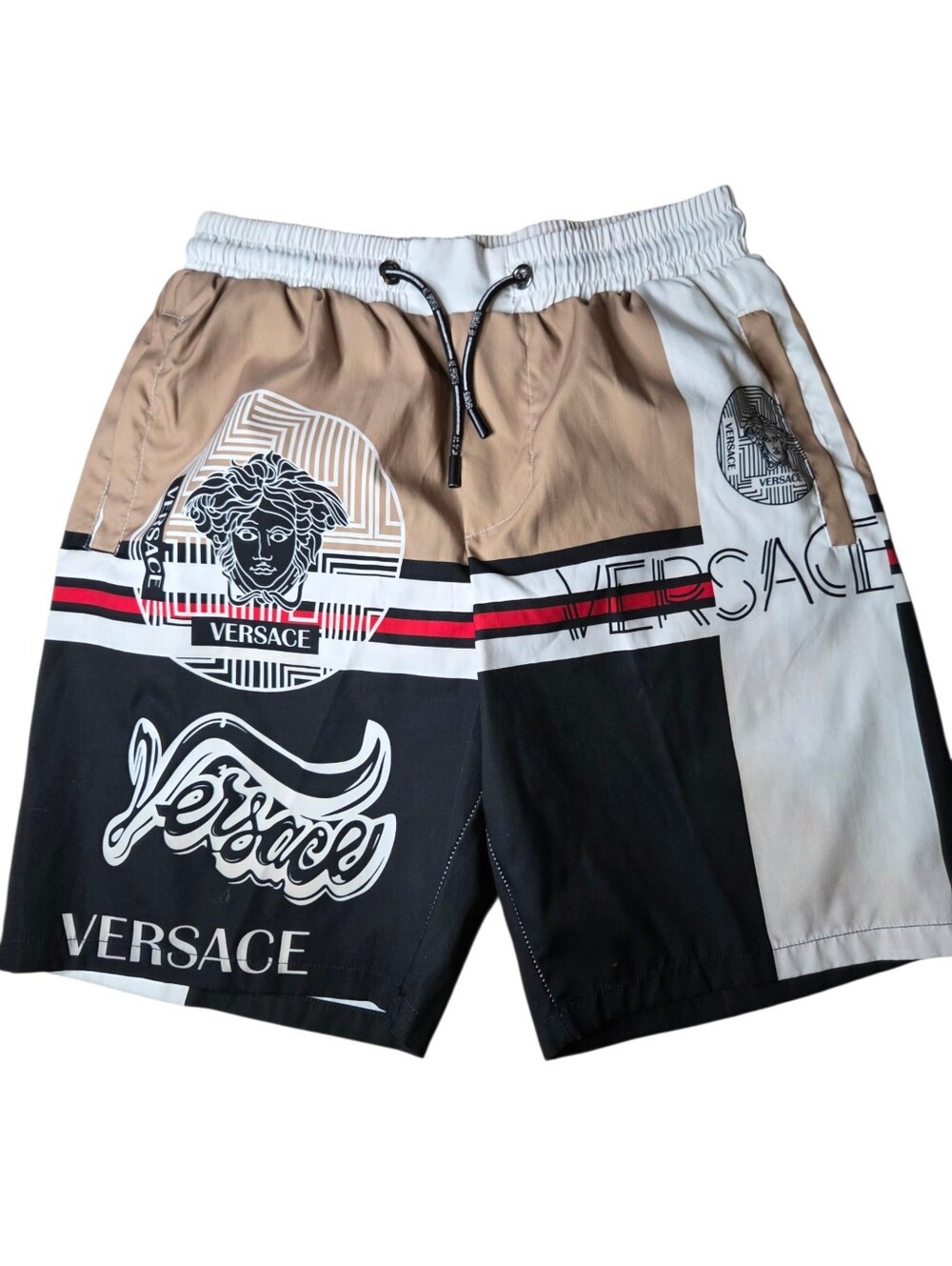 KE Sport Men's Swim Trunks XL Black Multicolor Beach Print Medusa Runs Small